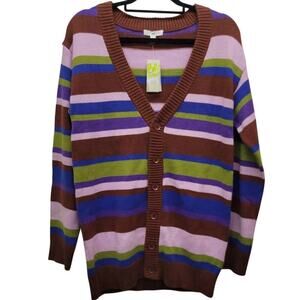 BP. Nordstrom Rust Stripe Button-Up Cardigan Sweater Size XXS Multicolor